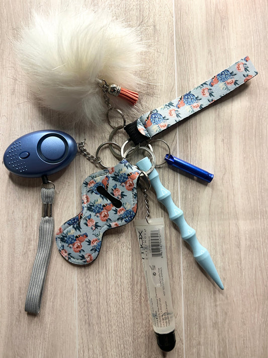 Blue / Floral Self Defense Keychain